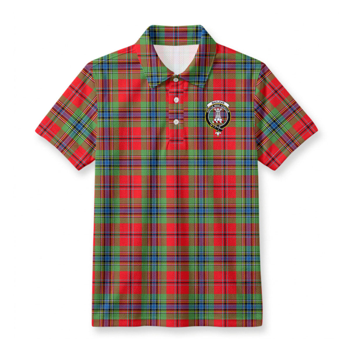MacLean of Duart Modern Tartan Crest Birdseye Mesh Polo Shirt