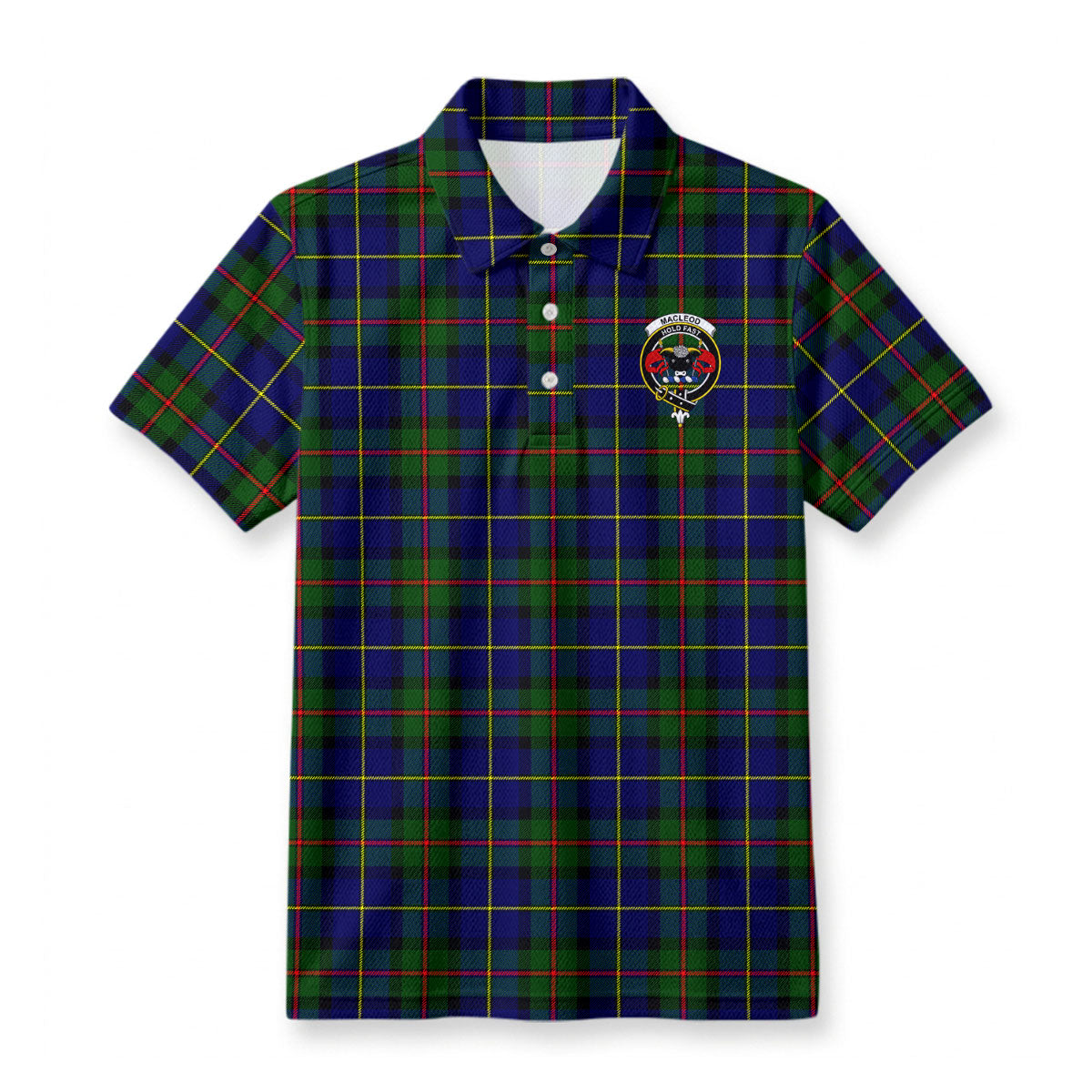 MacLeod of Harris Modern Tartan Crest Birdseye Mesh Polo Shirt