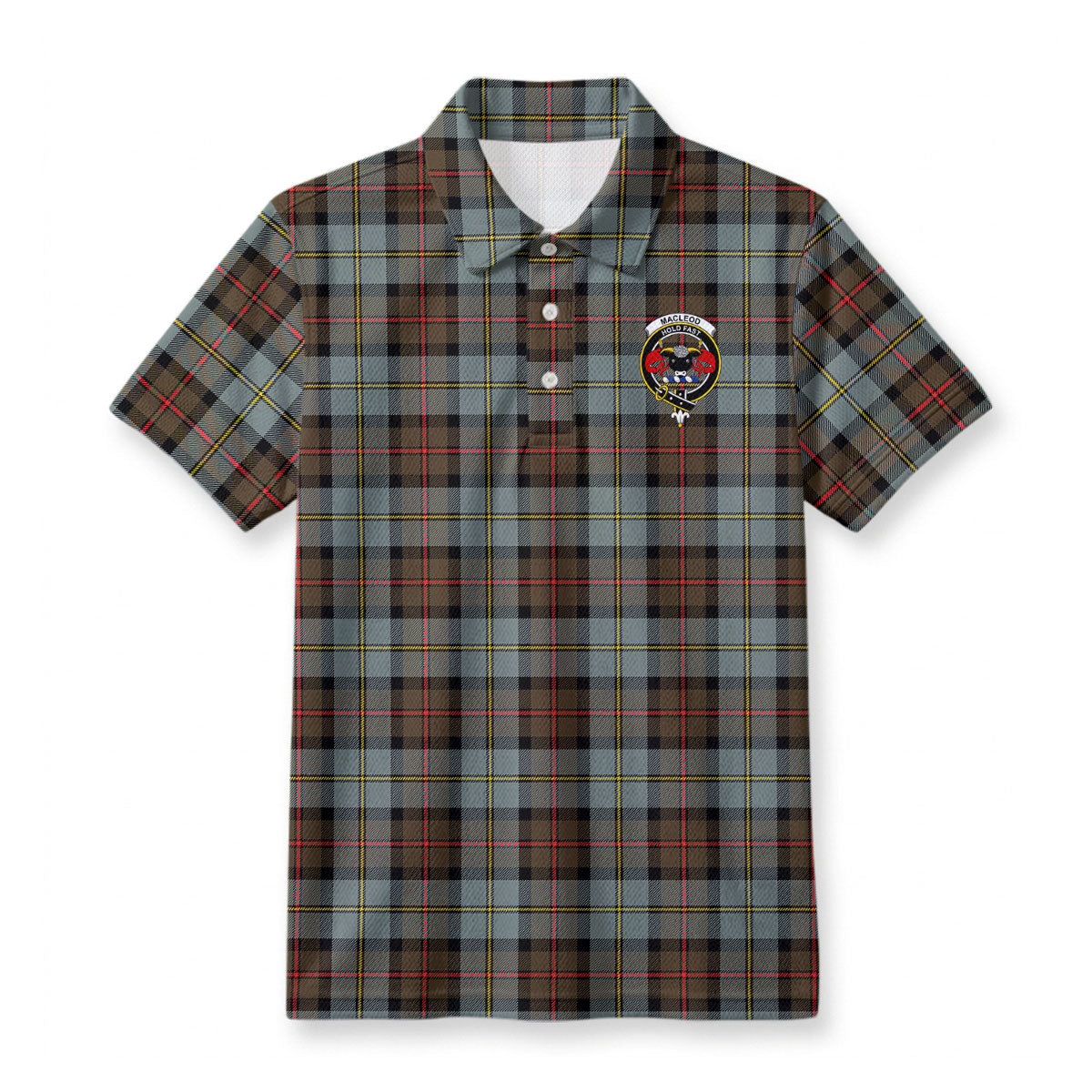 MacLeod of Harris Weathered Tartan Crest Birdseye Mesh Polo Shirt