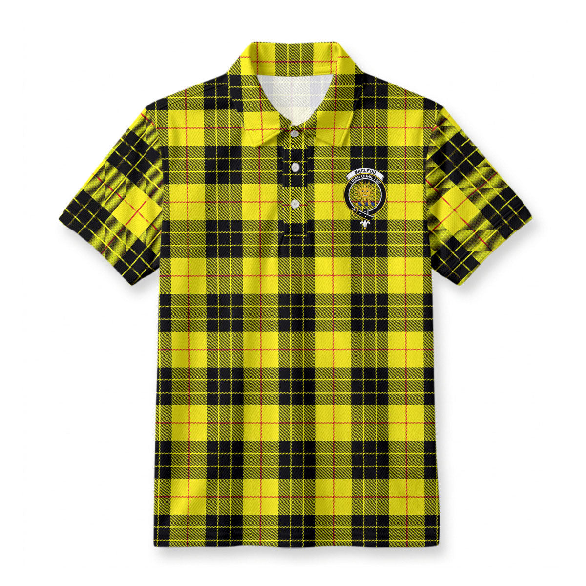 MacLeod of Lewis Modern Tartan Crest Birdseye Mesh Polo Shirt