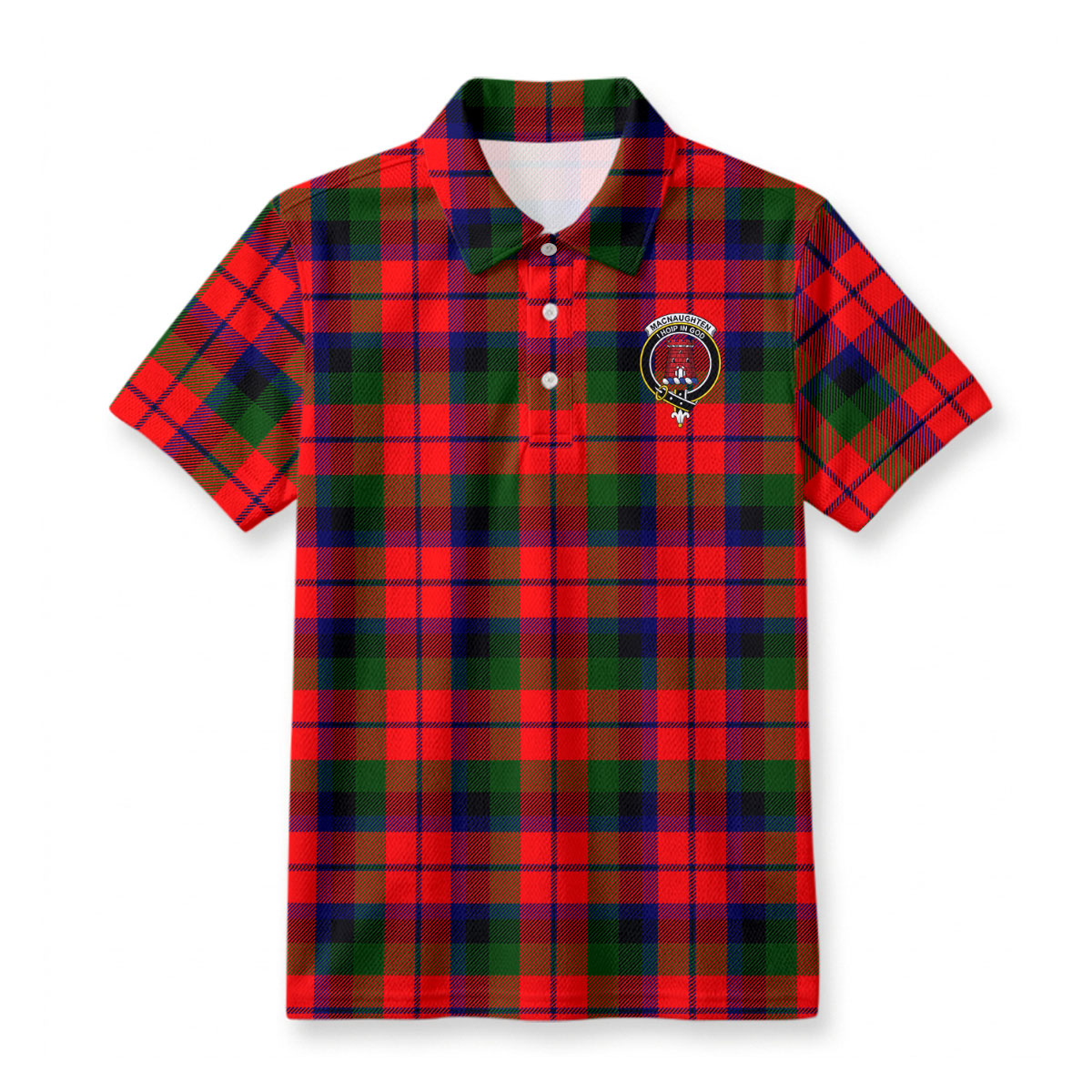 MacNaughten Tartan Crest Birdseye Mesh Polo Shirt
