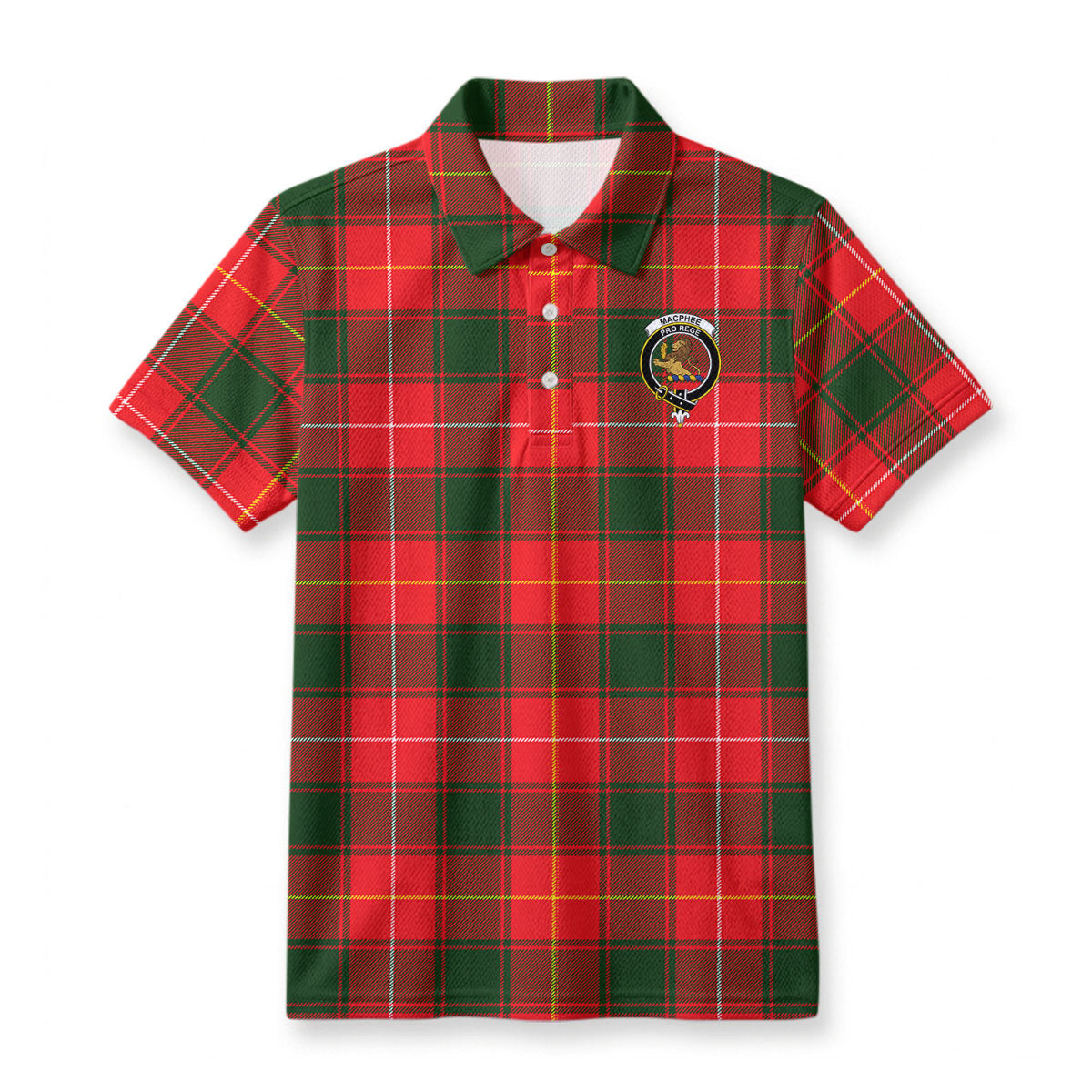 MacPhee Modern Tartan Crest Birdseye Mesh Polo Shirt