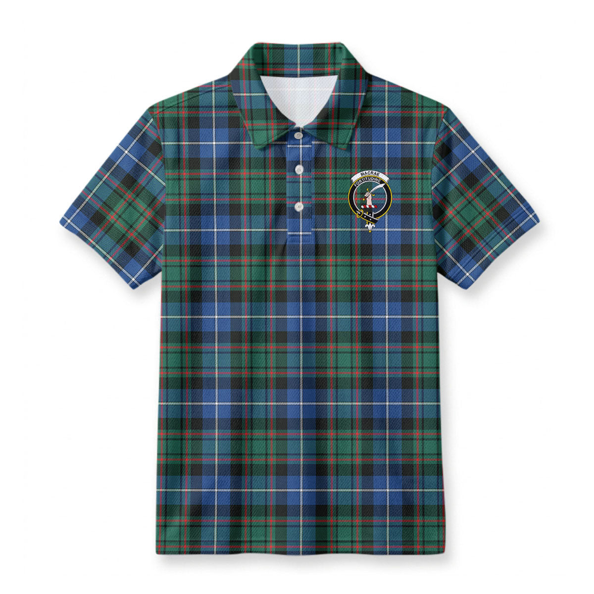 MacRae Hunting Ancient Tartan Crest Birdseye Mesh Polo Shirt