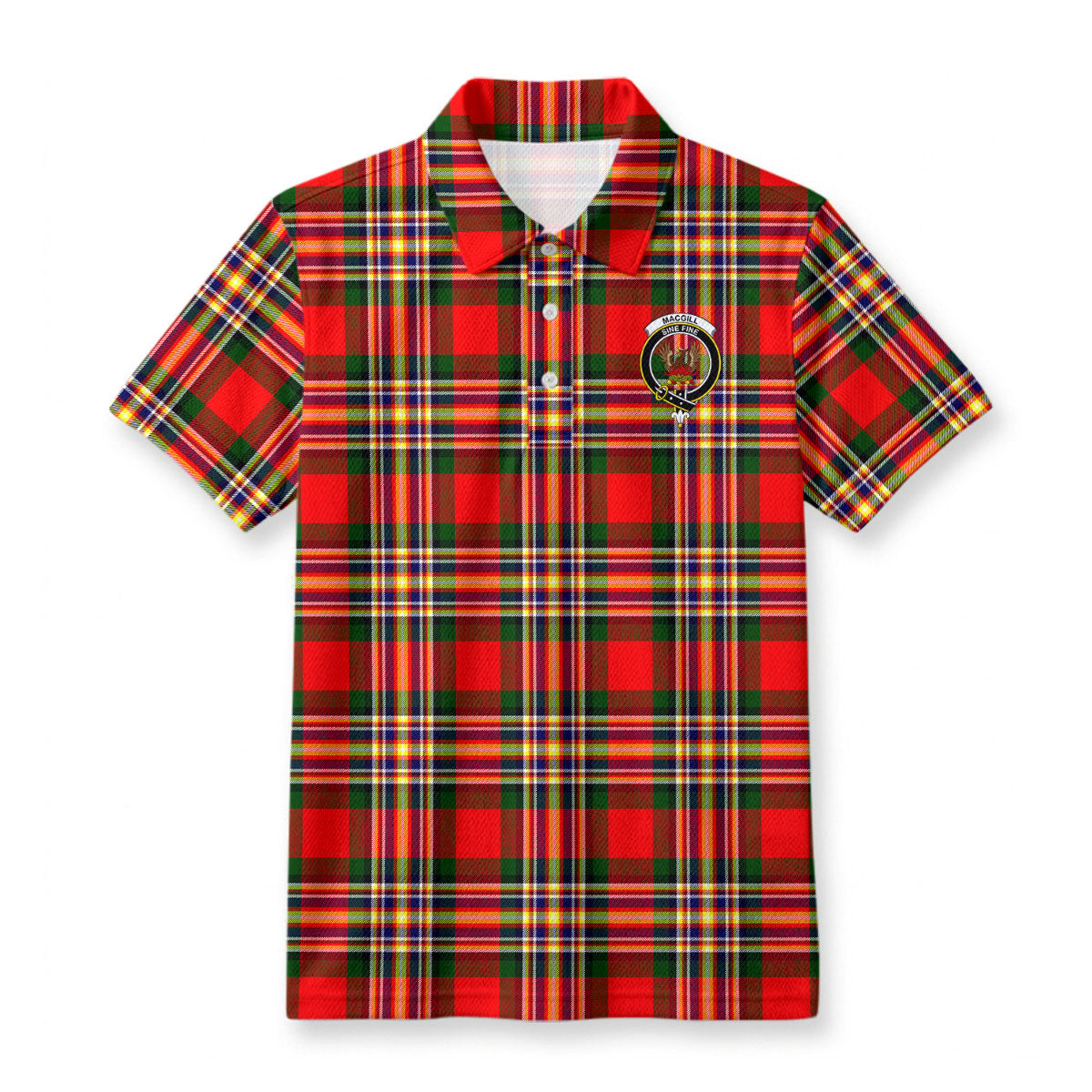 Makgill Tartan Crest Birdseye Mesh Polo Shirt