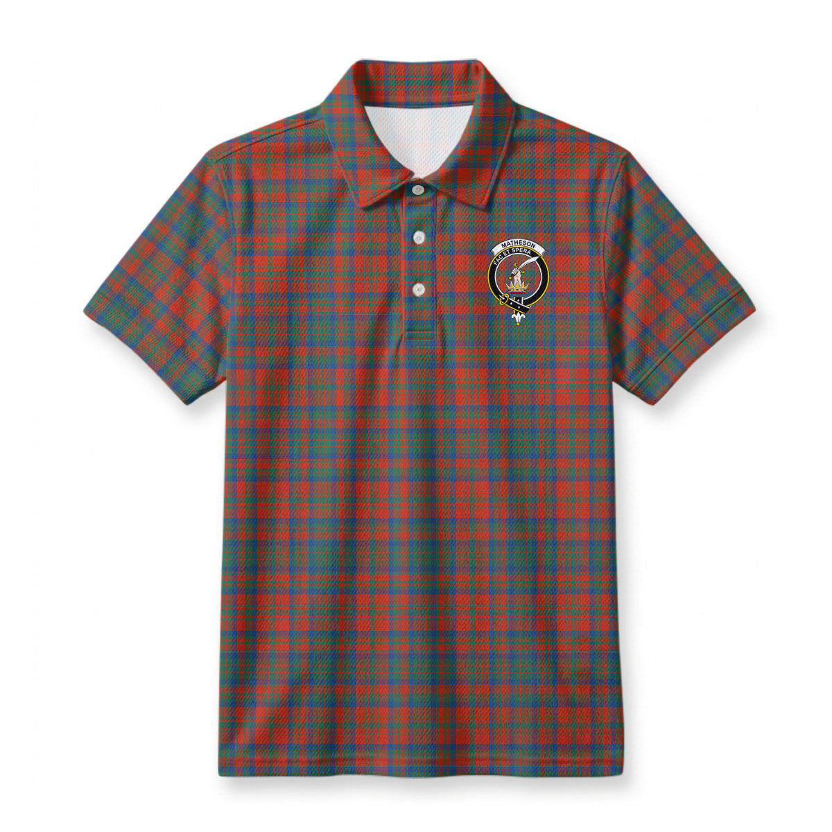 Matheson Ancient Tartan Crest Birdseye Mesh Polo Shirt