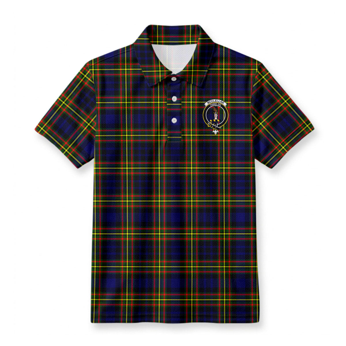 McClellan Modern Tartan Crest Birdseye Mesh Polo Shirt