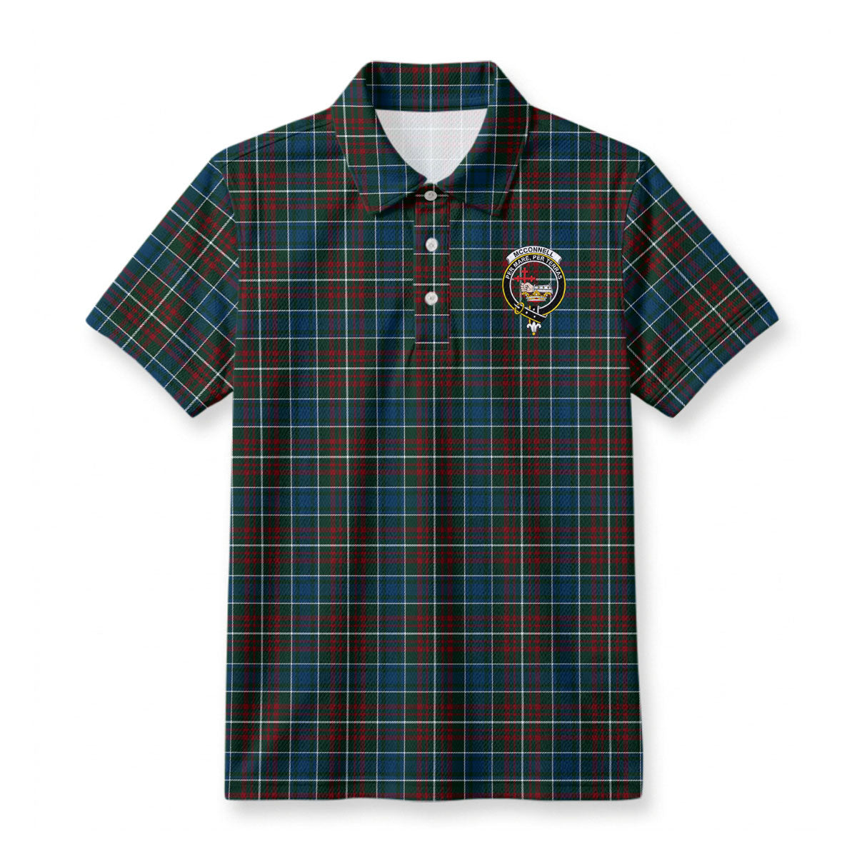 McConnell Tartan Crest Birdseye Mesh Polo Shirt