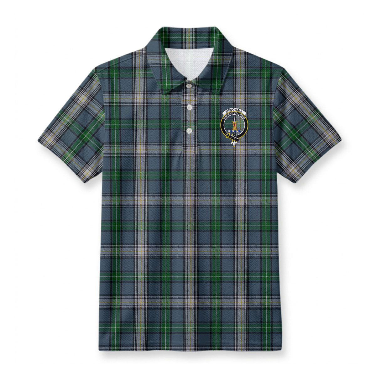 McDowall Tartan Crest Birdseye Mesh Polo Shirt