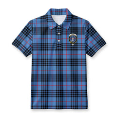 McKay Blue Tartan Crest Birdseye Mesh Polo Shirt