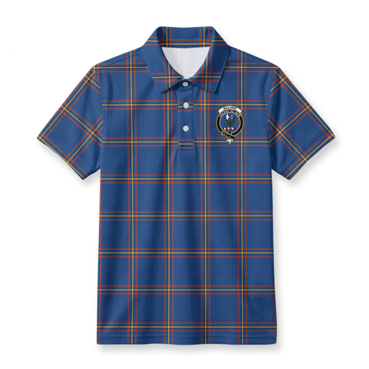 McLaine of Loch Buie Hunting Ancient Tartan Crest Birdseye Mesh Polo Shirt