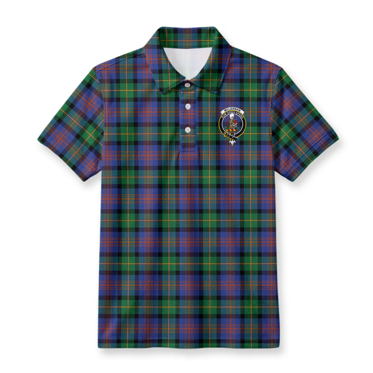 McLennan Ancient Tartan Crest Birdseye Mesh Polo Shirt