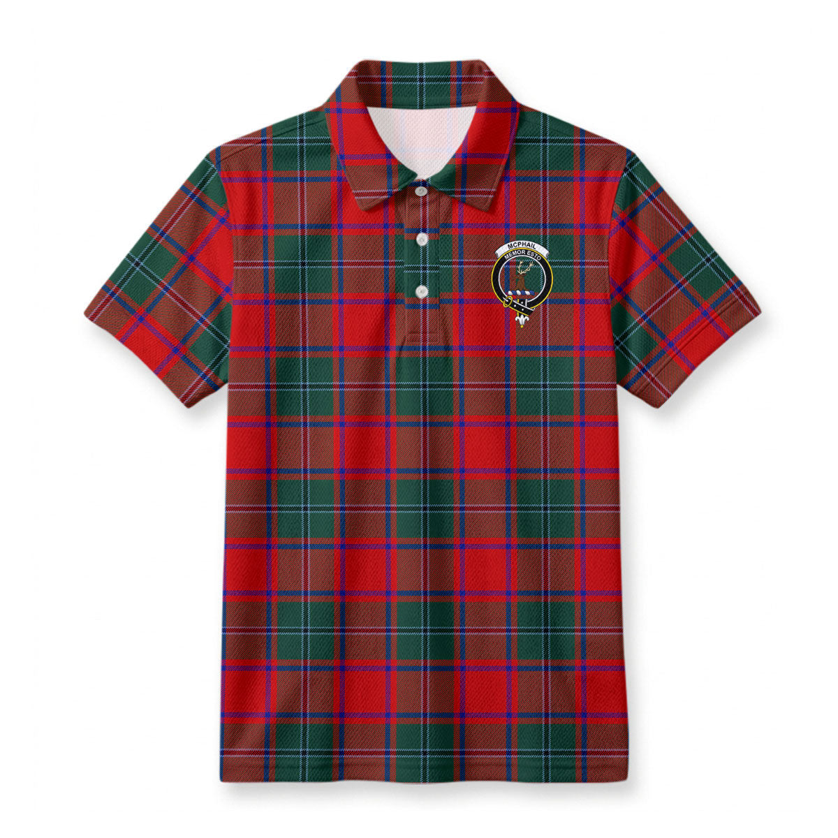 McPhail Clan Tartan Crest Birdseye Mesh Polo Shirt