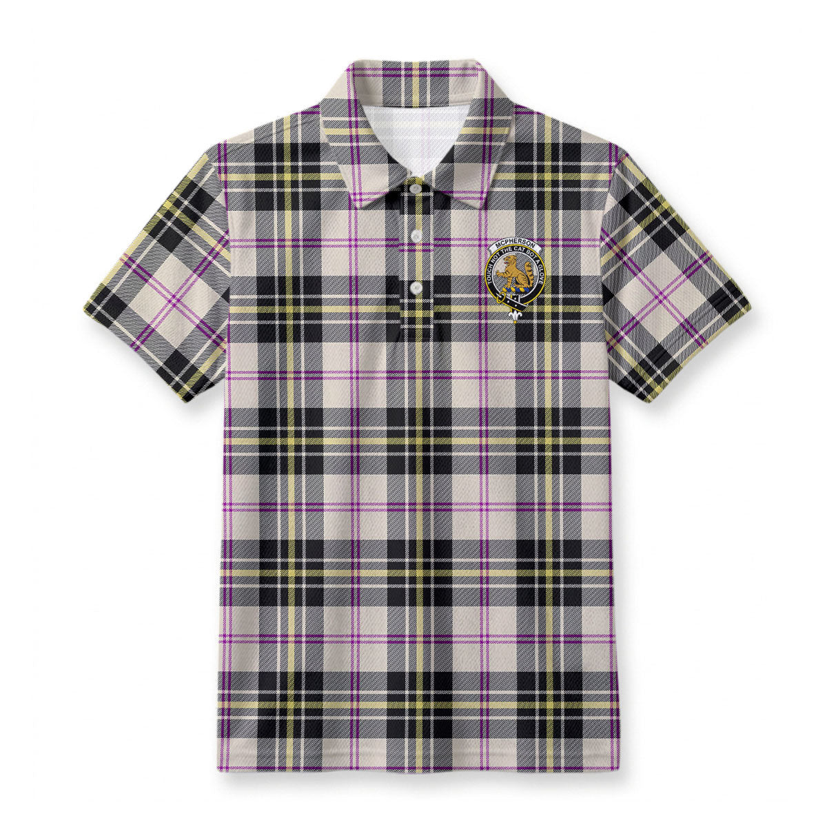 McPherson Dress Ancient Tartan Crest Birdseye Mesh Polo Shirt