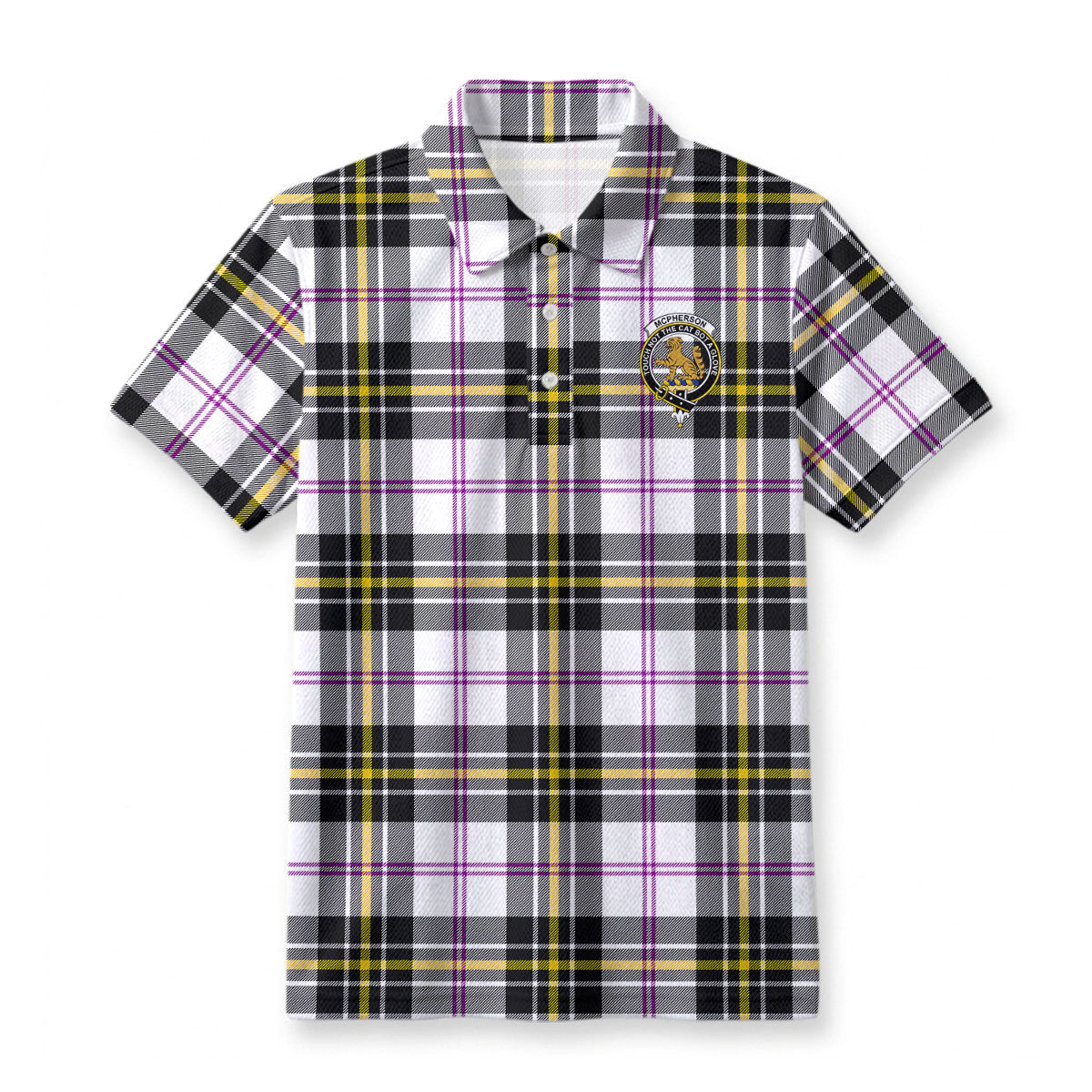 McPherson Dress Modern Tartan Crest Birdseye Mesh Polo Shirt