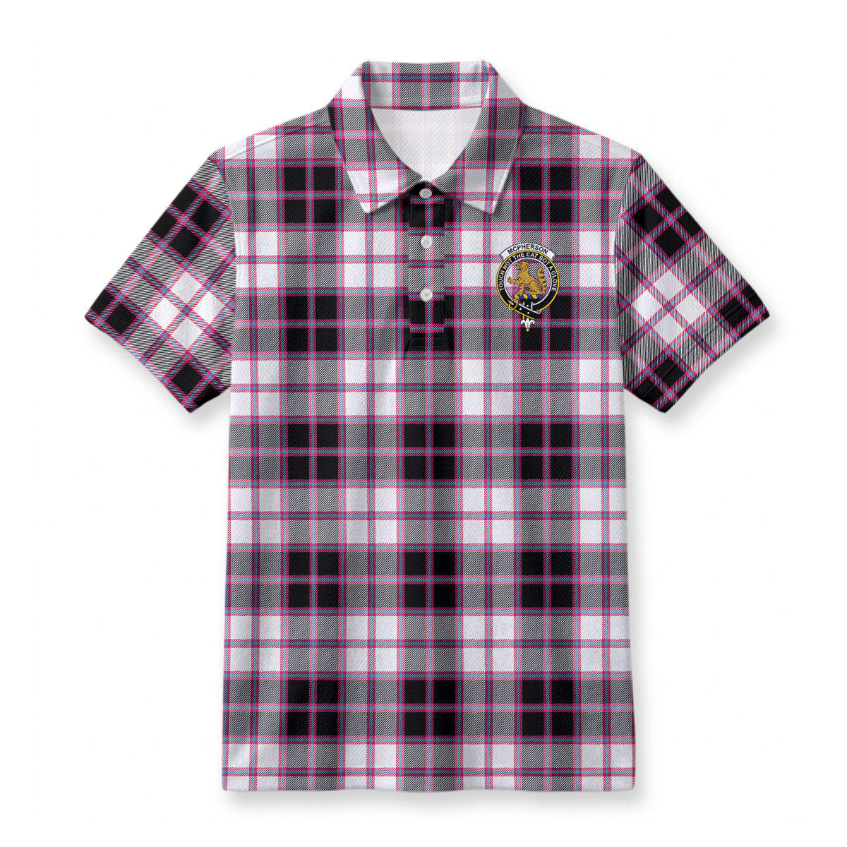 McPherson Hunting Modern Tartan Crest Birdseye Mesh Polo Shirt