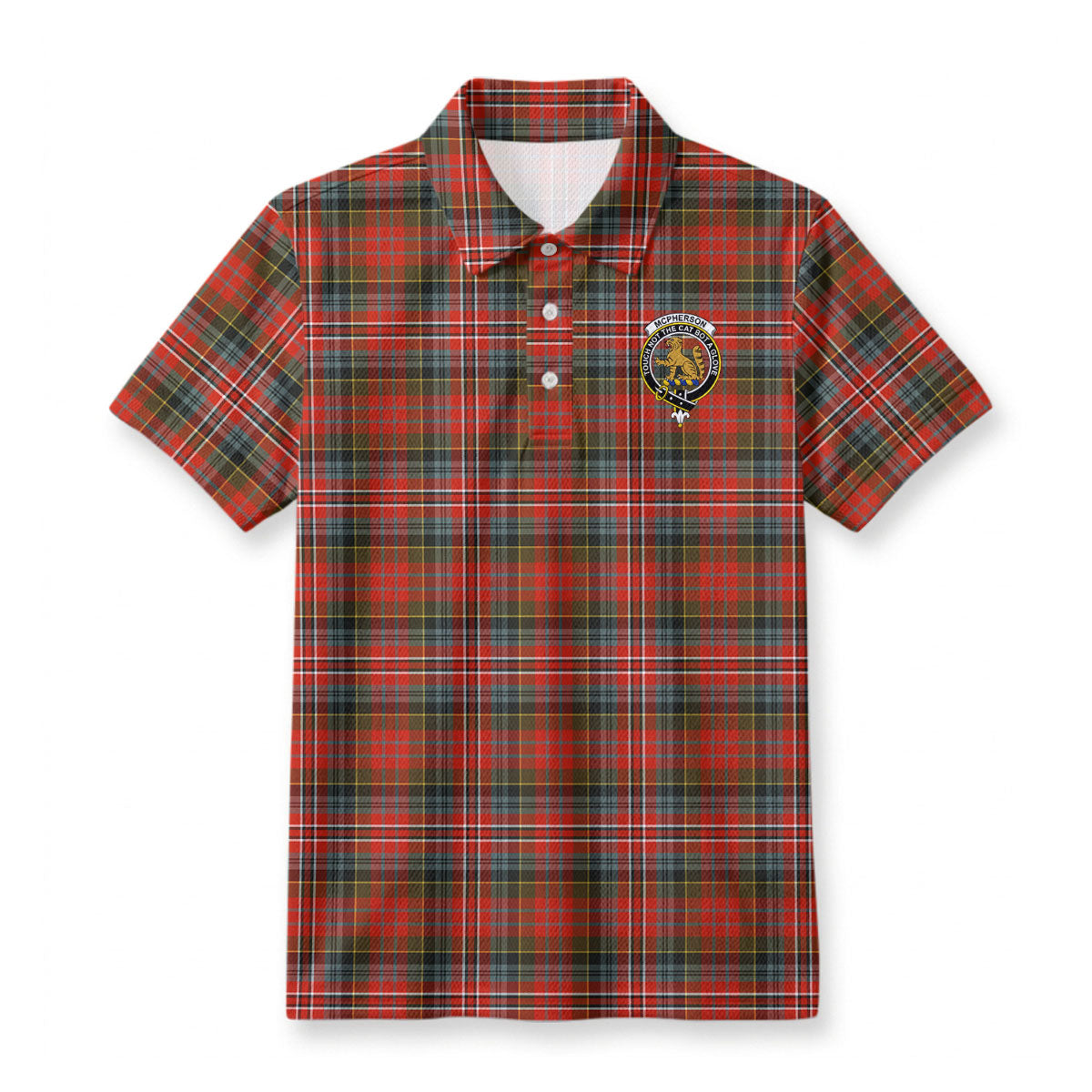 McPherson Weathered Tartan Crest Birdseye Mesh Polo Shirt
