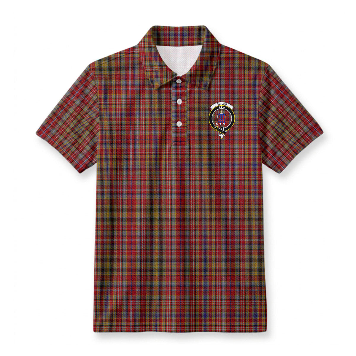 Ogilvie Tartan Crest Birdseye Mesh Polo Shirt