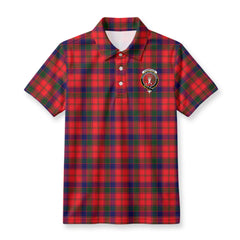 Robertson Modern Tartan Crest Birdseye Mesh Polo Shirt