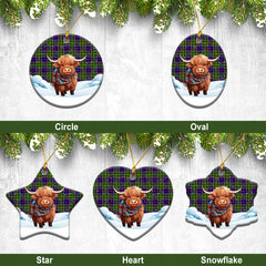 Arnott Tartan Christmas Ceramic Ornament - Highland Cows Snow Style