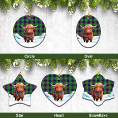 Colville Tartan Christmas Ceramic Ornament - Highland Cows Snow Style