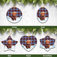 Dalmahoy Tartan Christmas Ceramic Ornament - Highland Cows Snow Style