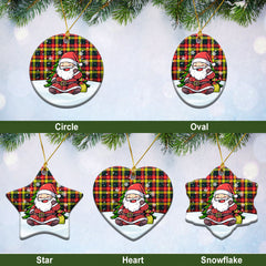 Dewar Tartan Christmas Ceramic Ornament - Scottish Santa Style