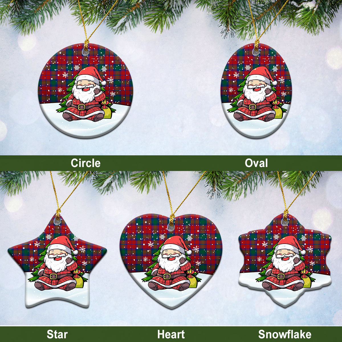 Fotheringham Tartan Christmas Ceramic Ornament - Scottish Santa Style