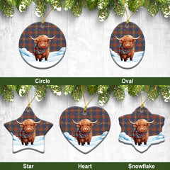 Fraser (of Lovat) Hunting Modern Tartan Christmas Ceramic Ornament - Highland Cows Snow Style