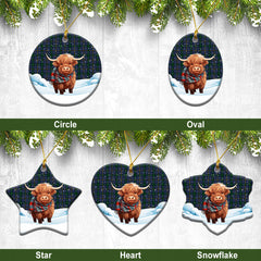 Hope Tartan Christmas Ceramic Ornament - Highland Cows Snow Style