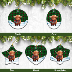 Kinloch Tartan Christmas Ceramic Ornament - Highland Cows Snow Style