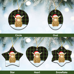 MacDiarmid Tartan Christmas Ceramic Ornament - Highland Cows Style