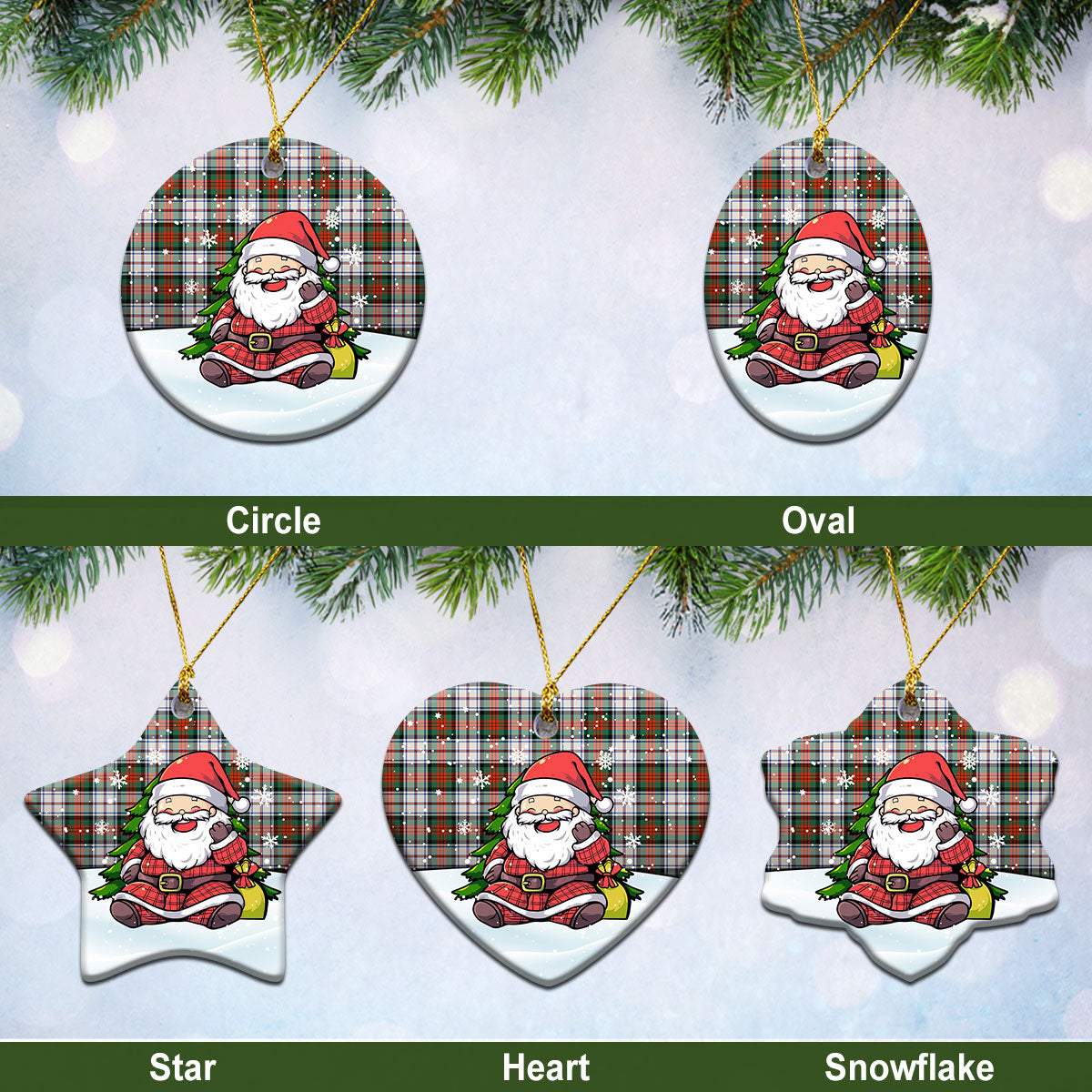 MacDuff Dress Ancient Tartan Christmas Ceramic Ornament - Scottish Santa Style