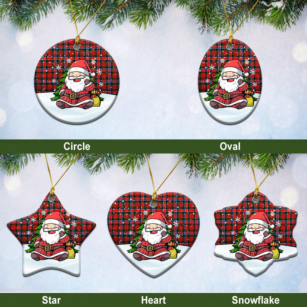 MacDuff Modern Tartan Christmas Ceramic Ornament - Scottish Santa Style