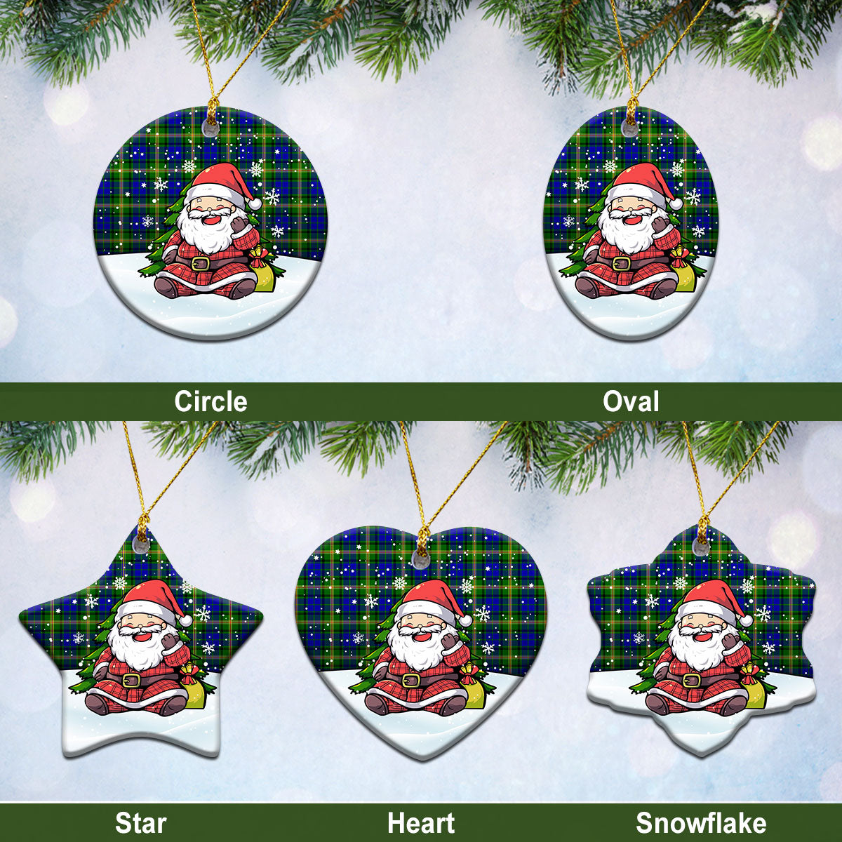 Maitland Tartan Christmas Ceramic Ornament - Scottish Santa Style