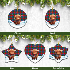 Mar Tartan Christmas Ceramic Ornament - Highland Cows Snow Style