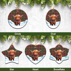 McCulloch Tartan Christmas Ceramic Ornament - Highland Cows Snow Style