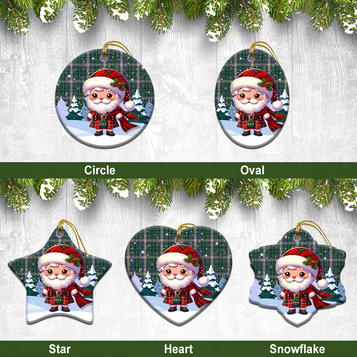 McDowell (MacDowell) Tartan Christmas Ceramic Ornament - Santa Claus In Kilt Style