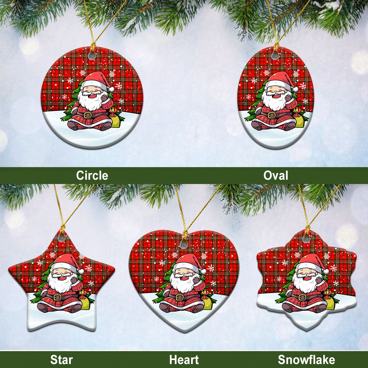 Scott Modern Tartan Christmas Ceramic Ornament - Scottish Santa Style