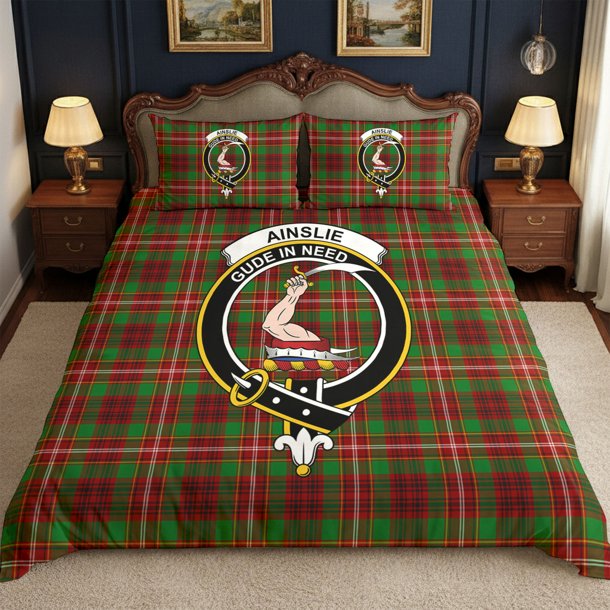 Ainslie Tartan Crest Bedding Set