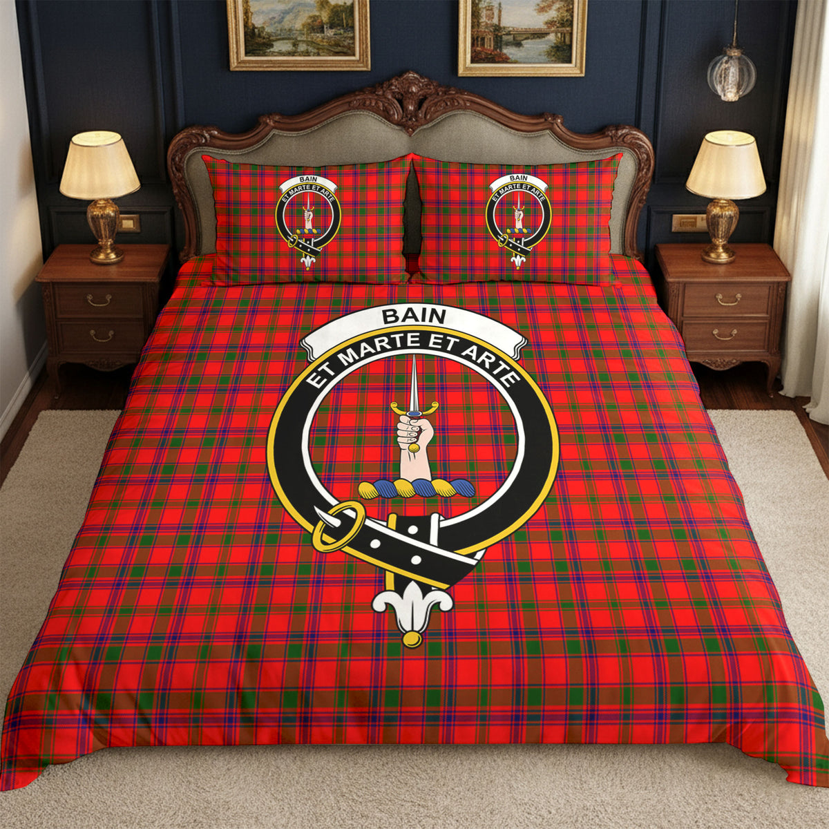 Bain Tartan Crest Bedding Set
