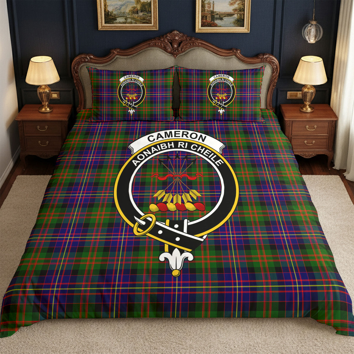 Cameron of Erracht Modern Tartan Crest Bedding Set