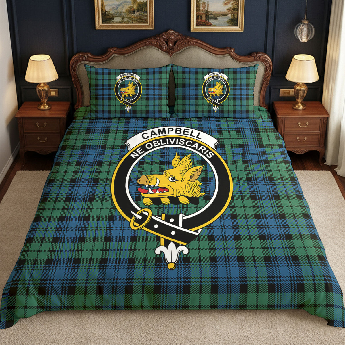 Campbell Ancient 02 Tartan Crest Bedding Set