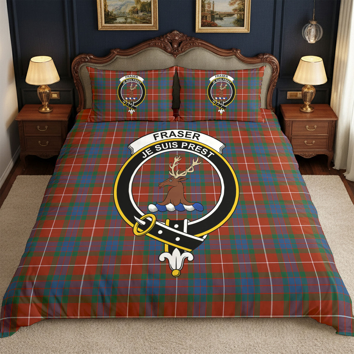 Fraser (of Lovat) Ancient Tartan Crest Bedding Set
