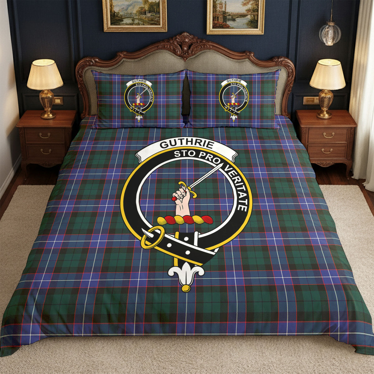 Guthrie Modern Tartan Crest Bedding Set