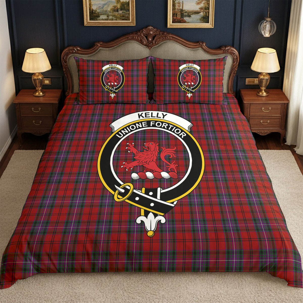 Kelly of Sleat Red Tartan Crest Bedding Set