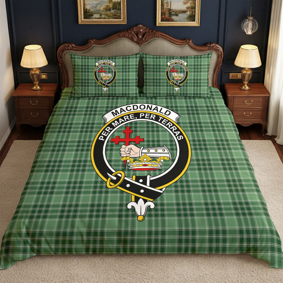 MacDonald Lord of the Isles Hunting Tartan Crest Bedding Set