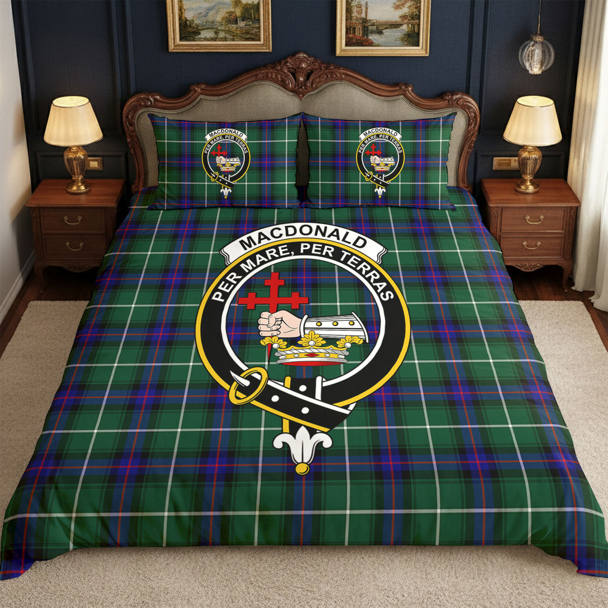 MacDonald of the Isles Hunting Modern Tartan Crest Bedding Set