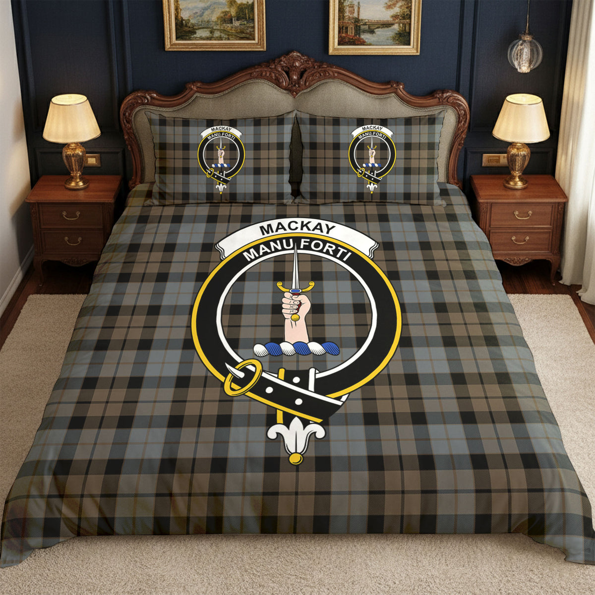 MacKay Weathered Tartan Crest Bedding Set