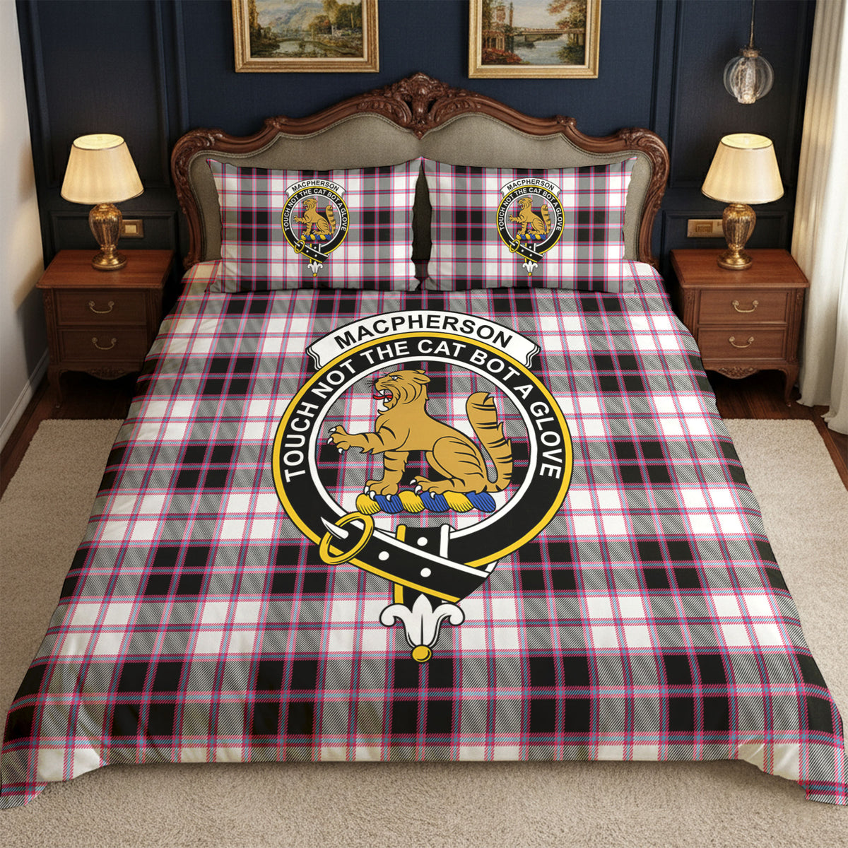 MacPherson Hunting Modern Tartan Crest Bedding Set