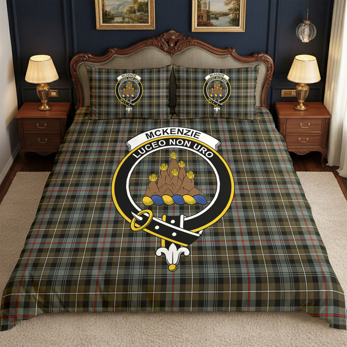 McKenzie Weathered Tartan Crest Bedding Set